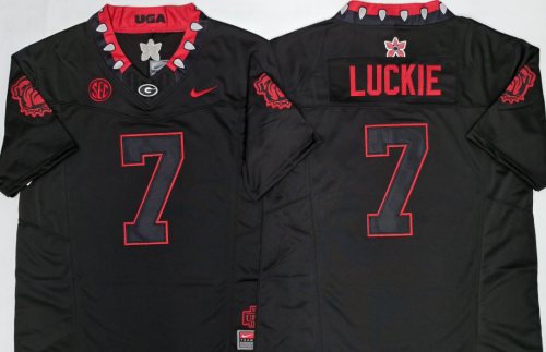 GEORGIA bulldogs 7 Lawson Luckie Coolege Football Jersey Black Three Dynasties