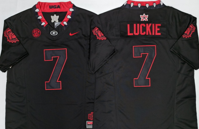 GEORGIA bulldogs 7 Lawson Luckie Coolege Football Jersey Black Three Dynasties
