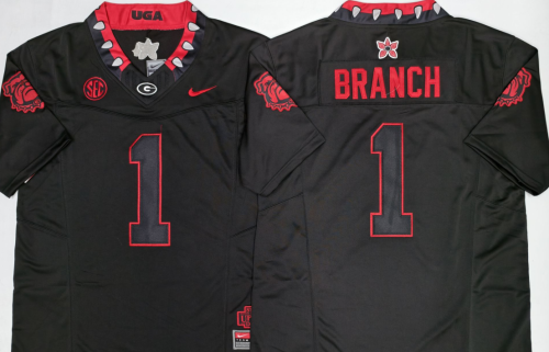 GEORGIA bulldogs 1 Zachariah Branch Coolege Football Jersey Black Three Dynasties