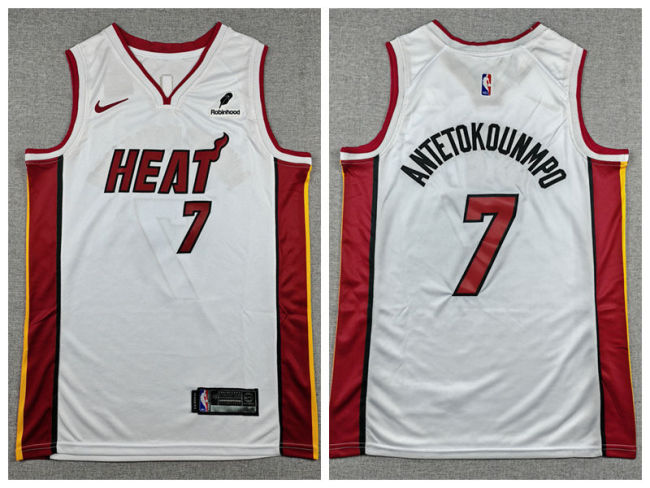 Miami Heat 7 Giannis Antetokounmpo Basketball Jersey White