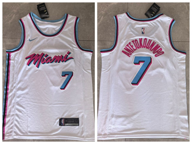 Miami Heat 7 Giannis Antetokounmpo Basketball Jersey White