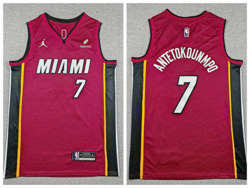 Miami Heat 7 Giannis Antetokounmpo Basketball Jersey Red