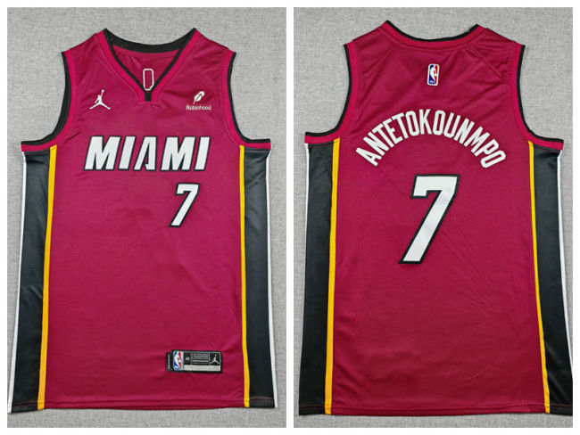 Miami Heat 7 Giannis Antetokounmpo Basketball Jersey Red