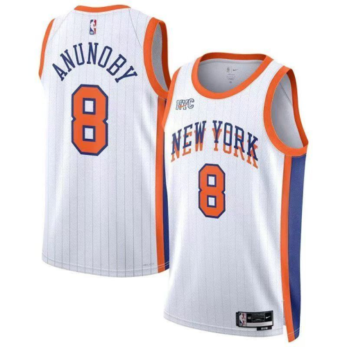 New York Knicks 8 OG Anunoby Basketball Jersey White
