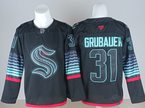 Fanatics Seattle Kraken 31 Philipp Grubauer Ice Hockey Jersey Black