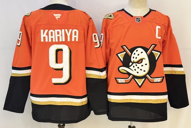 Anaheim Ducks 9 Paul Kariya Ice Hockey Jersey Orange