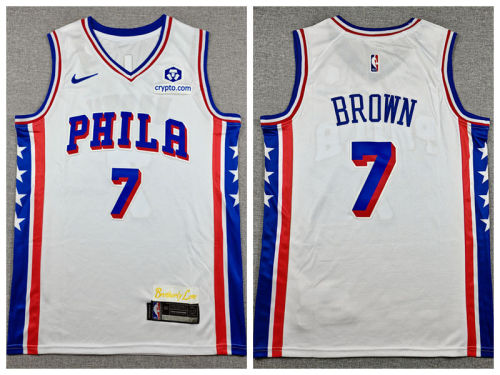 Philadelphia 76ers 7 Jaylen Brown Basketball Jersey White