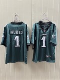 New Philadelphia Eagles 1 Jalen Hurts Football Jersey Legend Green