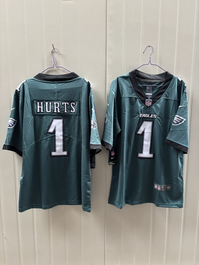 New Philadelphia Eagles 1 Jalen Hurts Football Jersey Legend Green