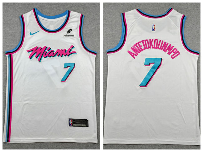 Miami Heat 7 Giannis Antetokounmpo Basketball Jersey White