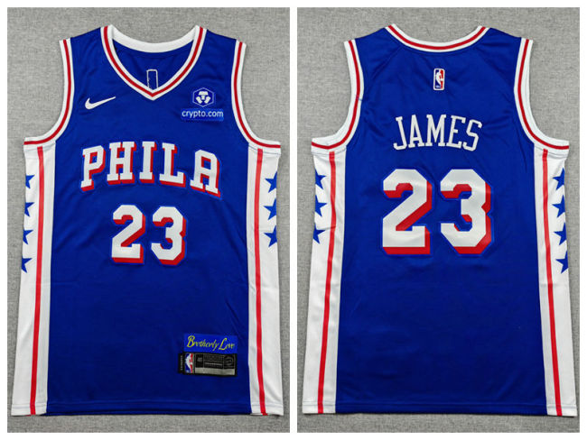 Philadelphia 76ers 23 LeBron James Basketball Jersey Blue