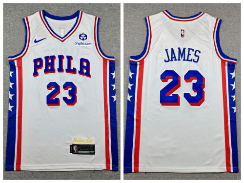 Philadelphia 76ers 23 LeBron James Basketball Jersey White