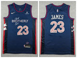 Philadelphia 76ers 23 LeBron James Basketball Jersey Navy BLue Urban Edition