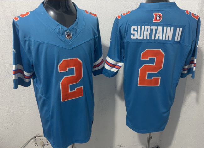 Denver Broncos 2 Patrick Surtain II Football Jersey Blue Three Dynasties