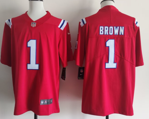 New England Patriots 1 A.J. Brown Football Jersey Legend Red