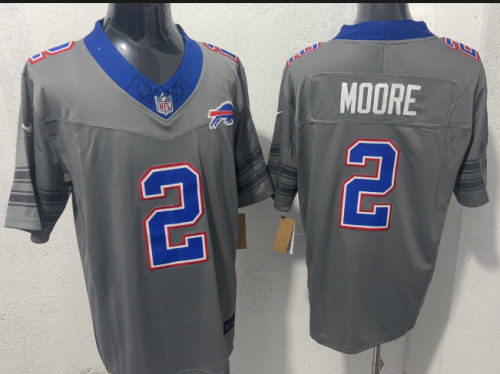 Buffalo Bills 2 D.J. Moore Football Jersey Gray Three Dynasties