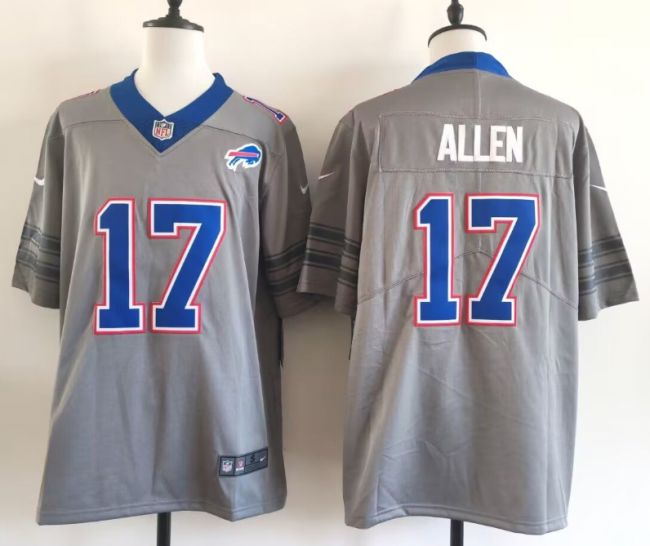 Buffalo Bills 17 Josh Allen Football Jersey Legend Gray