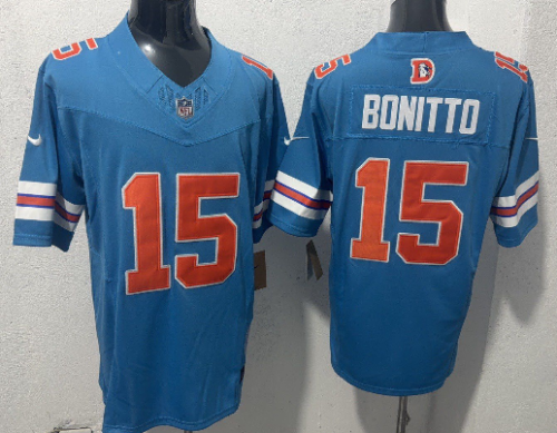 Denver Broncos 15 Nik Bonitto Football Jersey Blue Three Dynasties