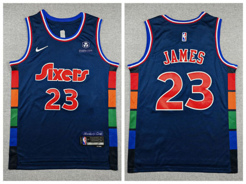 Philadelphia 76ers 23 LeBron James Basketball Jersey Navy BLue