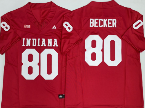 Indiana Hoosiers 80 Charlie Becker Coolege Football Jersey Three Dynasties Red