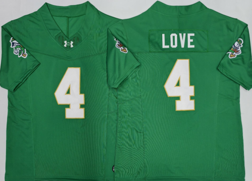Norte Dame Fighting Irish 4 Jeremiyah Love College Football Jersey Three Dynasties Green