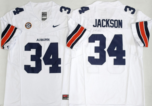 Auburn Tigers 34 Bo Jackson College Football Throwback Jersey Three Dynasties White