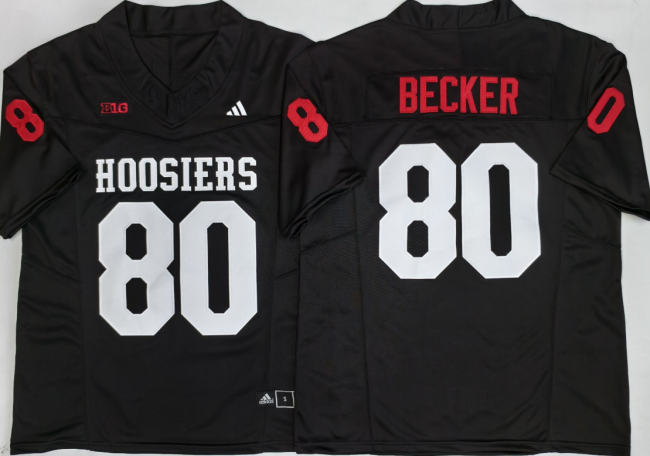 Indiana Hoosiers 80 Charlie Becker Coolege Football Jersey Three Dynasties Black