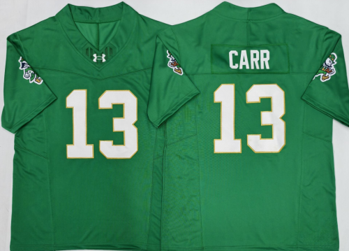 Norte Dame Fighting Irish 13  CJ Carr College Football Jersey Three Dynasties Green