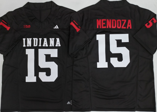 Indiana Hoosiers 15 Fernando Mendoza Coolege Football Jersey Three Dynasties Black
