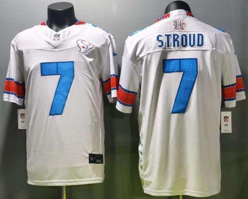 Houston Texans 7 C.J. Stroud Football Jersey Three generations White