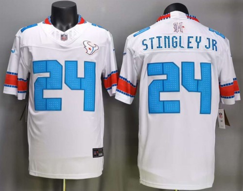 Houston Texans 24 Derek Stingley Jr Football Jersey Three generations White