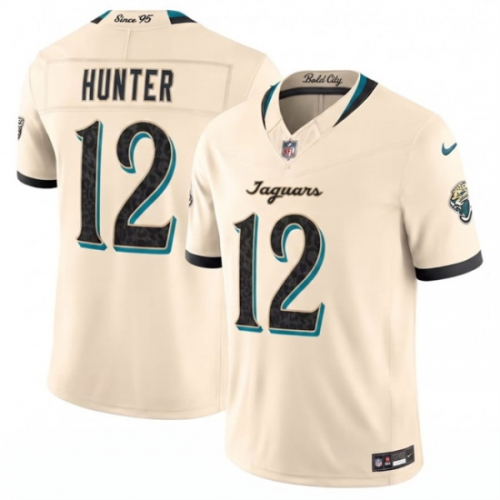 Jacksonville Jaguars 12 Travis Hunter Football Jersey Three Dynasties Beige