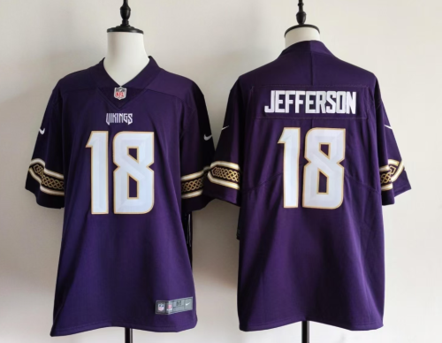 Minnesota Vikings 18 Justin Jefferson Football Jersey Legend Purple
