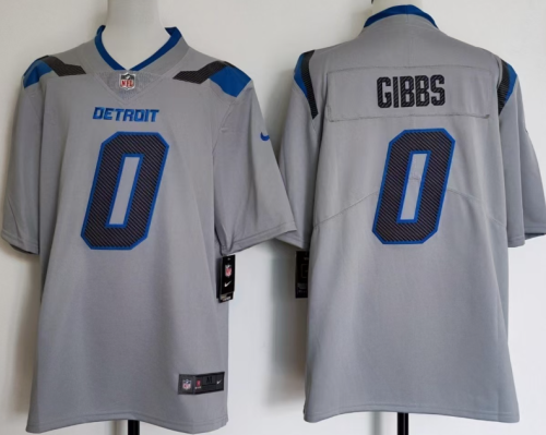 Detroit Lions 0 Jahmyr Gibbs Football Jersey Legend Gray