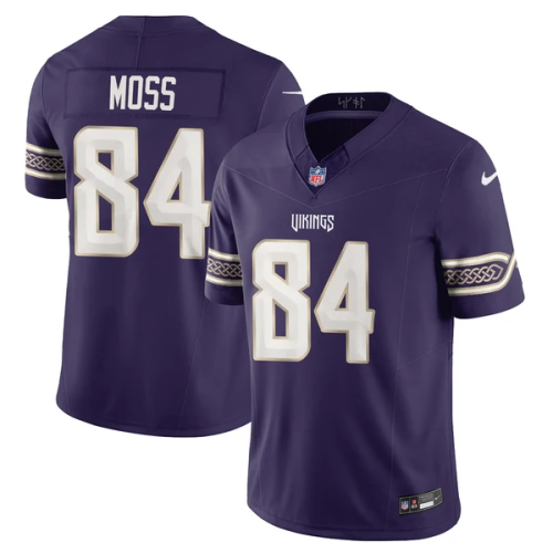 Minnesota Vikings 84 Randy Moss Football Jersey Three Dynasties Purple