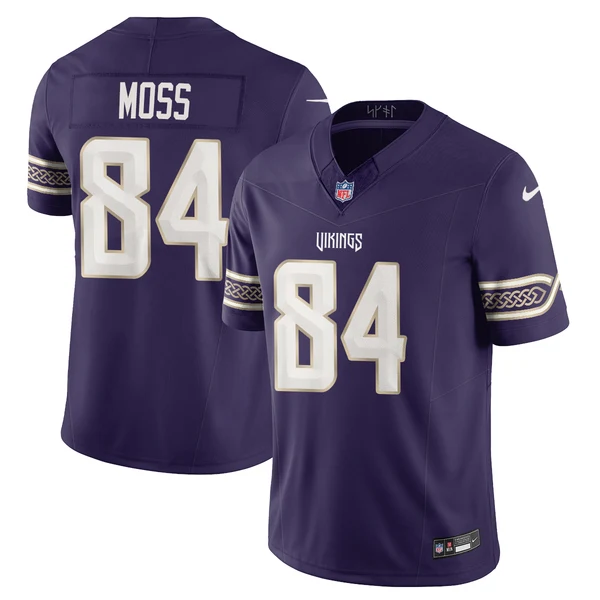 Minnesota Vikings 84 Randy Moss Football Jersey Three Dynasties Purple