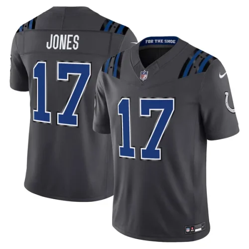 Indianapolis Colts 17 Daniel Jones Football Jersey Three Dynasties Anthracite gray