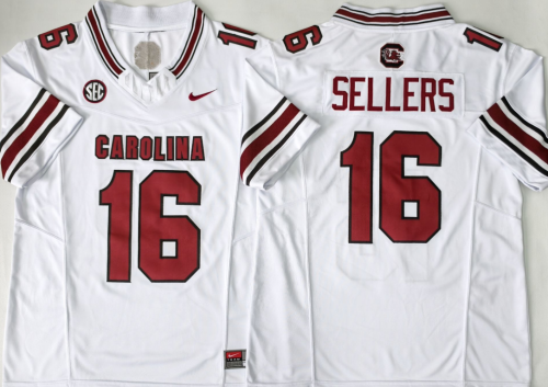 South Carolina Gamecock 16 LaNorris Sellers College Football Jersey Three Dynasties White