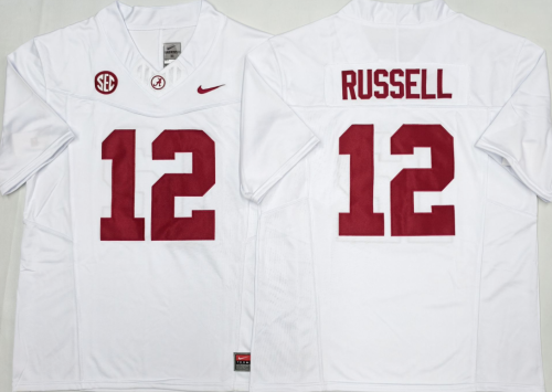 Alabama Crimson Tide 12 Keelon Russell College Football Jersey Three Dynasties White