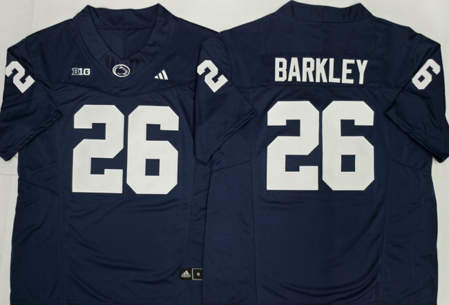 Penn State Nittany Lions 26 Saquon Barkley College Football Jersey Three Dynasties Navy Blue