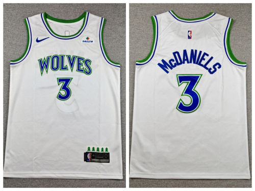Minnesota Timberwolv 3 Jaden McDaniels Basketball Jersey White
