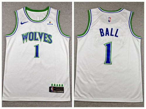 Minnesota Timberwolv 1 LaMelo Ball Basketball Jersey White