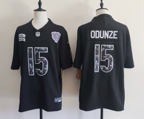 Chicago Bears 15 Rome Odunze Football Jersey black Salute to Service