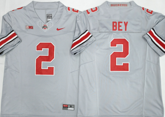 Ohio State 2 Legend Bey College Football Jersey Three Dynasties Gray