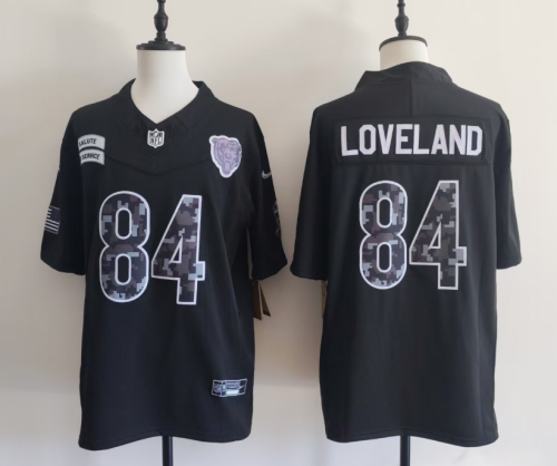 Chicago Bears 84 Colston Lovelandr Football Jersey black Salute to Service