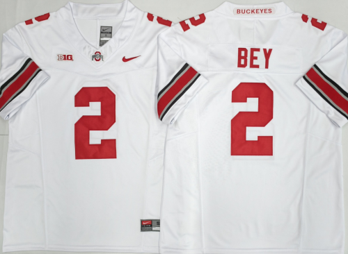 Ohio State 2 Legend Bey College Football Jersey Three Dynasties White
