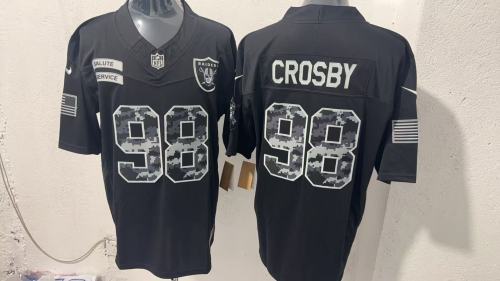 Oakland Raiders 98 Sidney Crosby Football Jersey black Salute to Service