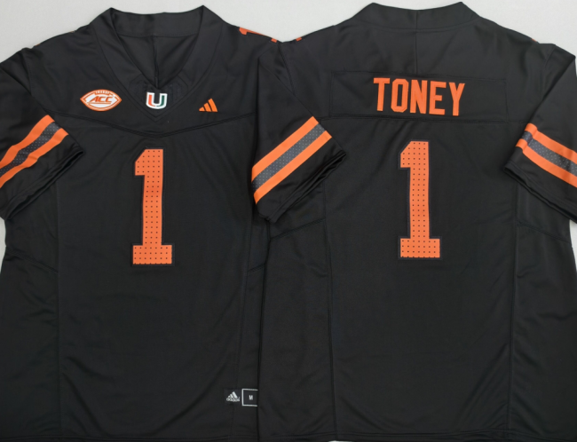 Miami Hurricanes 1 Malachi Toney College Football Jersey Black Three Dynasties