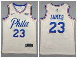 Philadelphia 76ers 23 LeBron James Basketball Jersey Beige