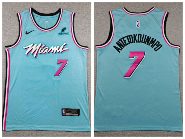 Miami Heat 7 Giannis Antetokounmpo Basketball Jersey Blue